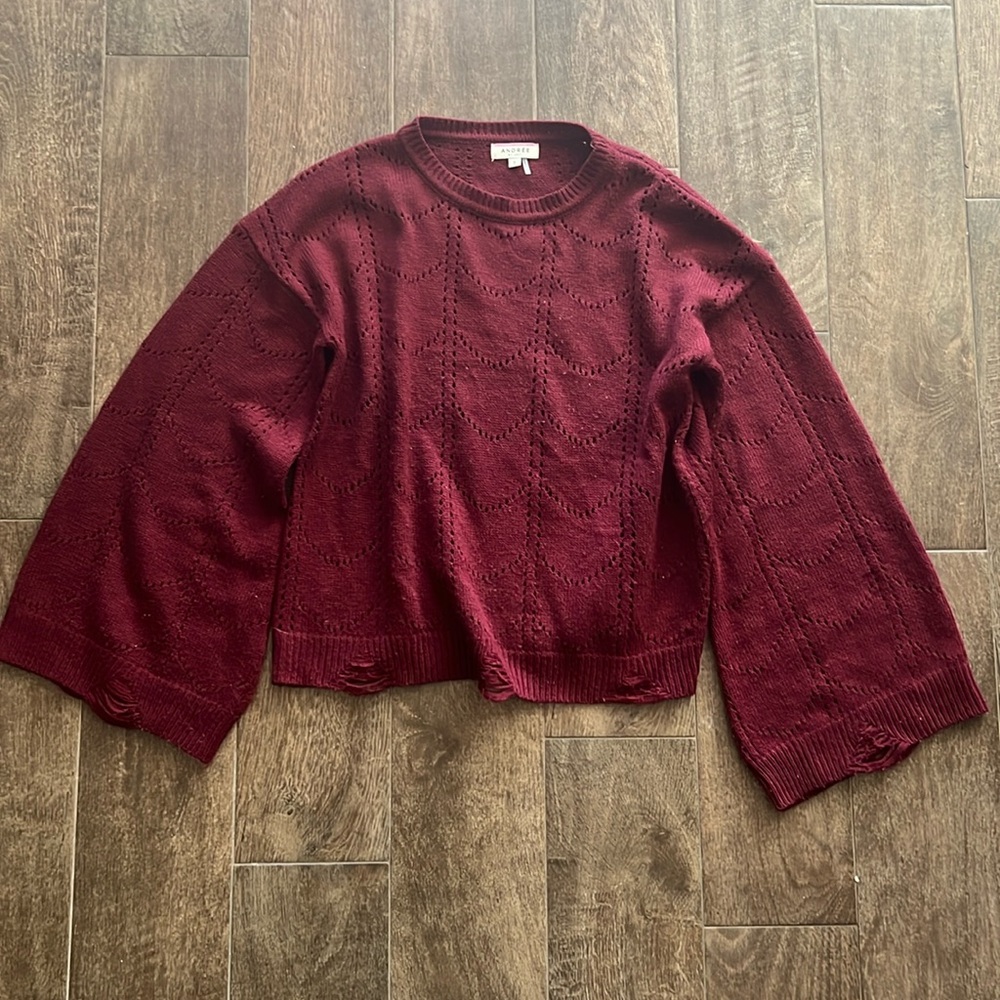 Maroon Bell Sleeve Sweater